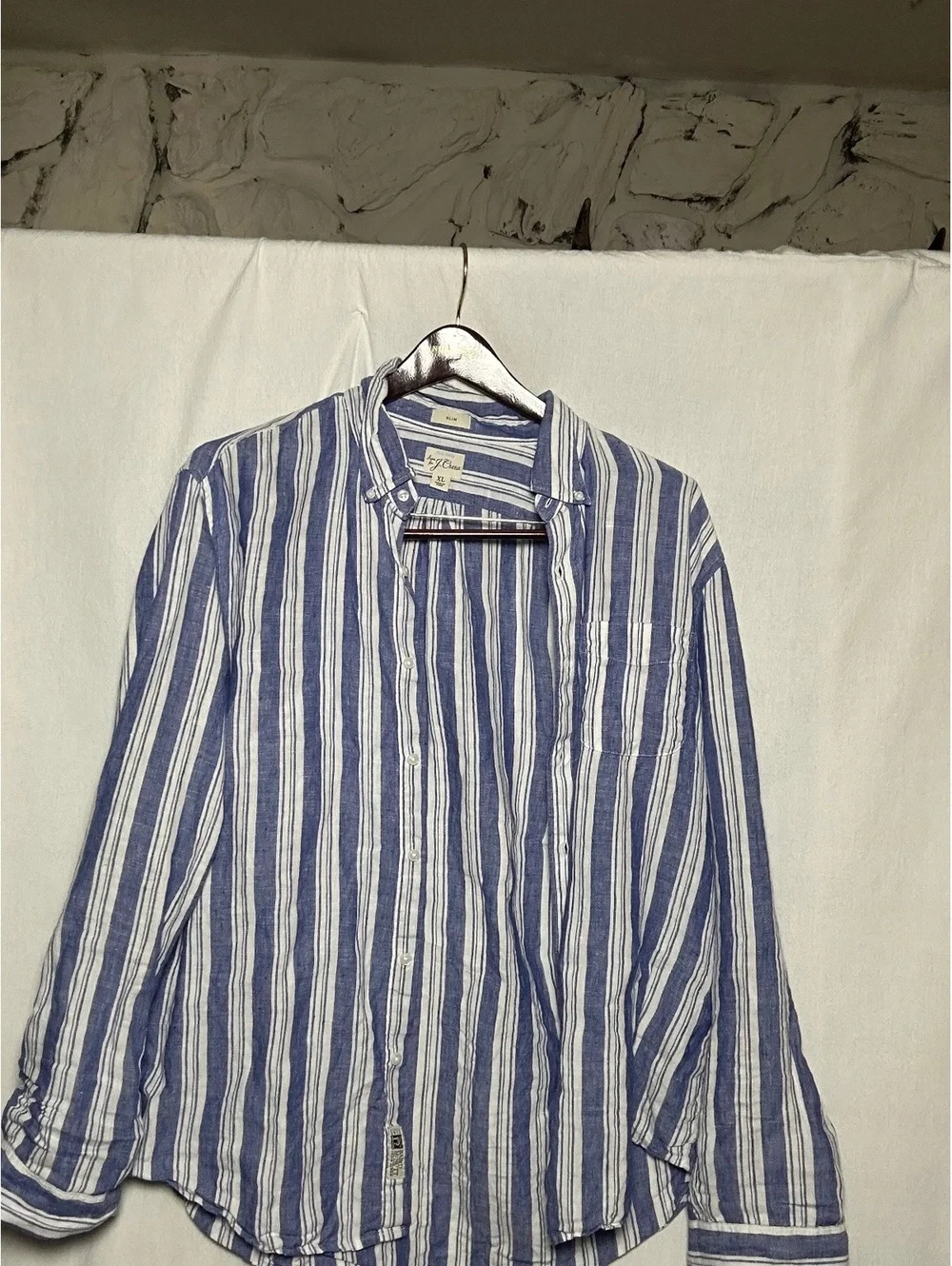J.Crew Slim Fit Blue and White Striped Button-Up Shirt XL